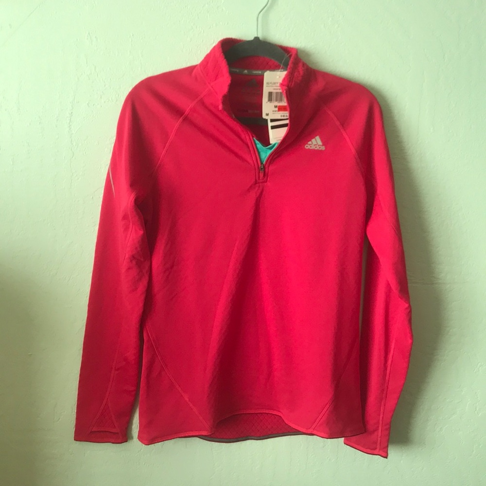 Bright pink adidas quarter zip sweatshirt